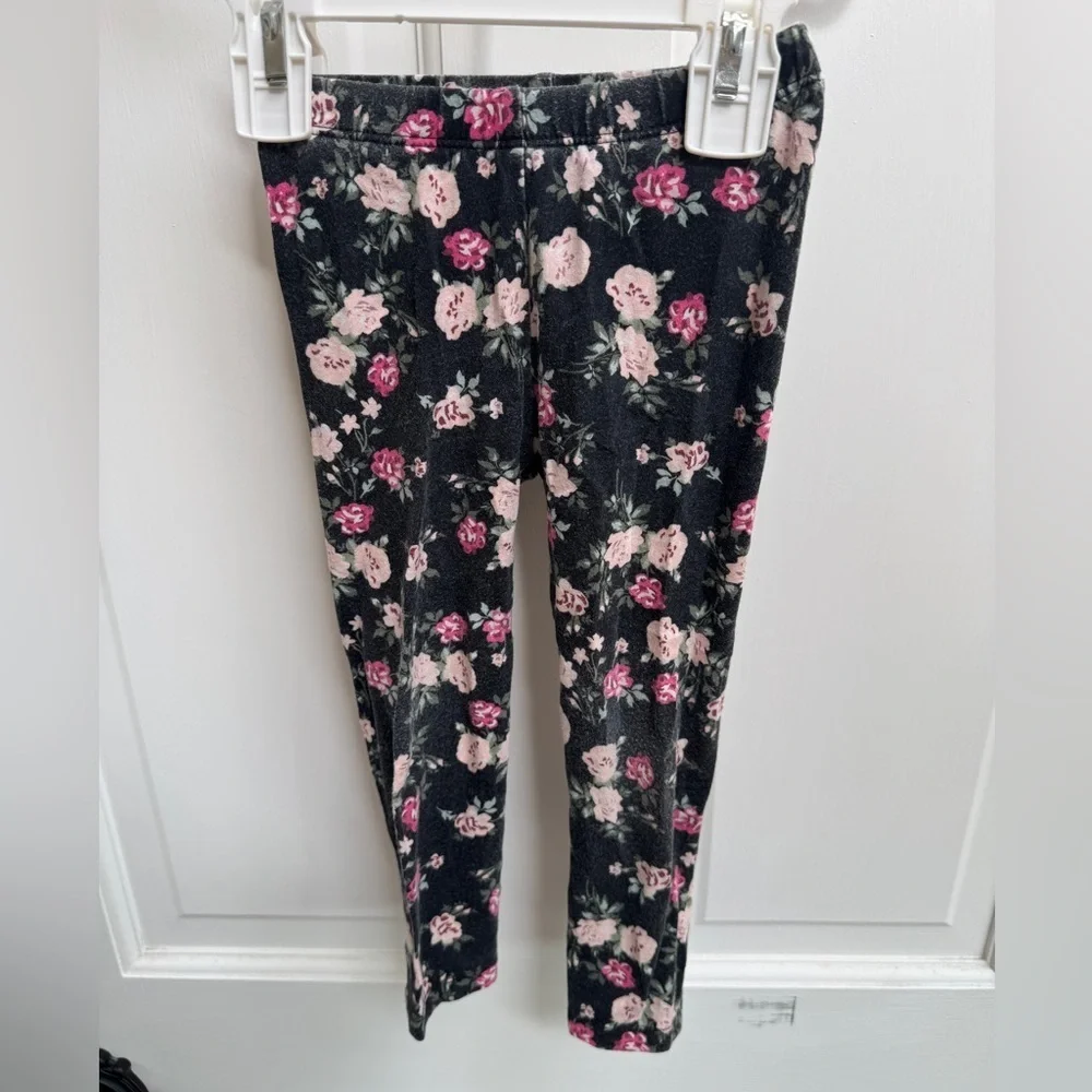 The Children's Place 2T Girls Black & Pink Floral Leggings Pants